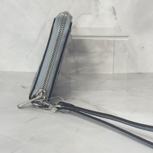 Michael Kors Zip Around Wallet Wristlet Laser Cut Dusty Blue - Picture 6 of 10